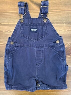 OshKosh Navy Blue Canvas Cargo Shortall Overalls (3-6M)